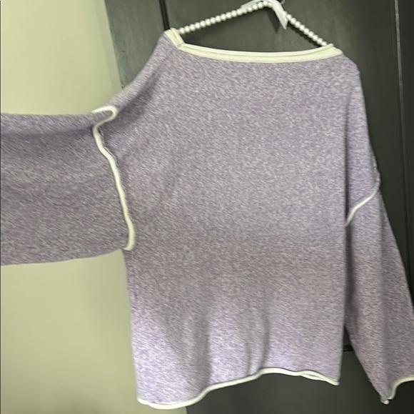 Lavender Women's Sweater with White Trim - Picture 3 of 3